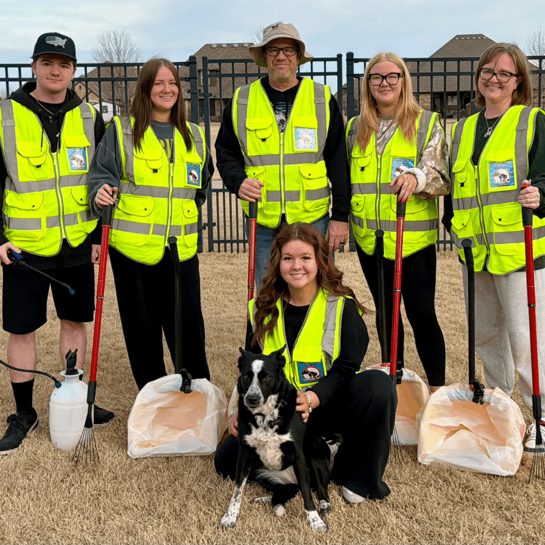 Poop Free OKC team providing professional pet waste removal on autopilot for residential and commercial properties in Yukon, Mustang, and the Oklahoma City Metro.
